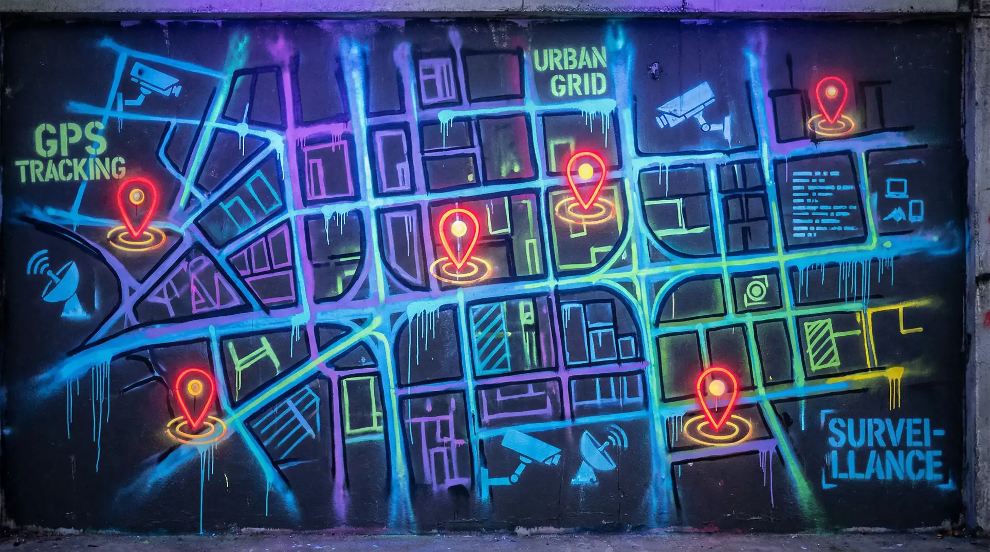 缘起聊天 狗仔追踪地图 - 城市涂鸦风格